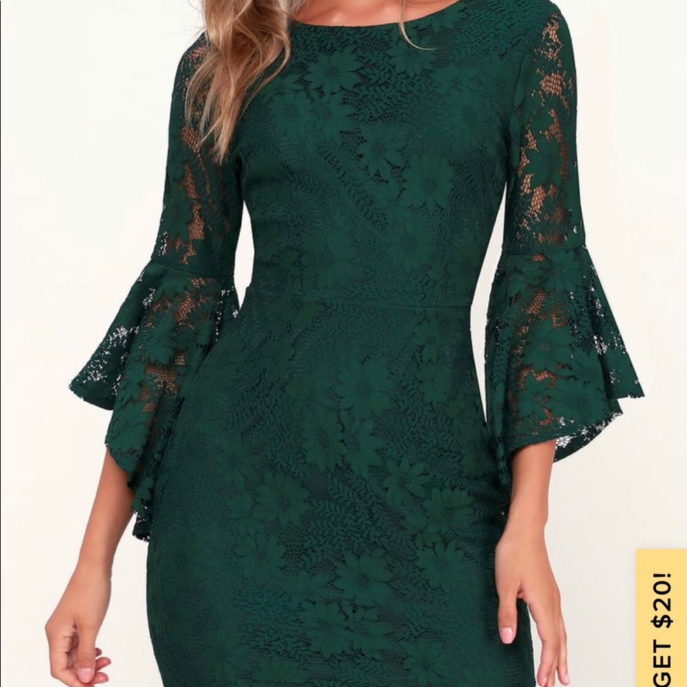 BRAND NEW - never worn dark green Lulu’s dress